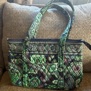 Vera Bradley Vibrant Green and Navy Patterned Tote